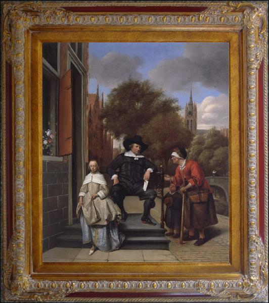 framed  Jan Steen A Delf burgher and his daughter, Ta146